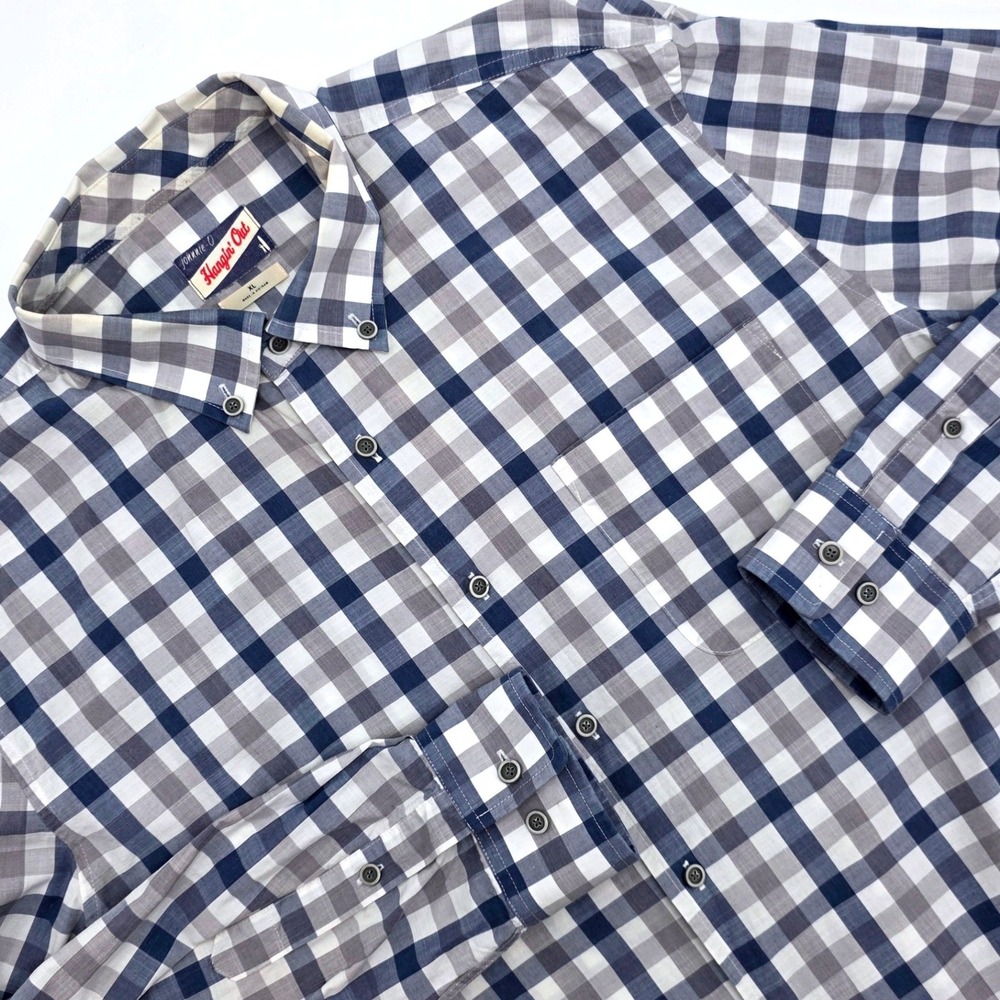 Johnnie-O Hangin Out Ridge Gingham Shirt XL Oceanside Blue Grey JMWL 6680 Mens